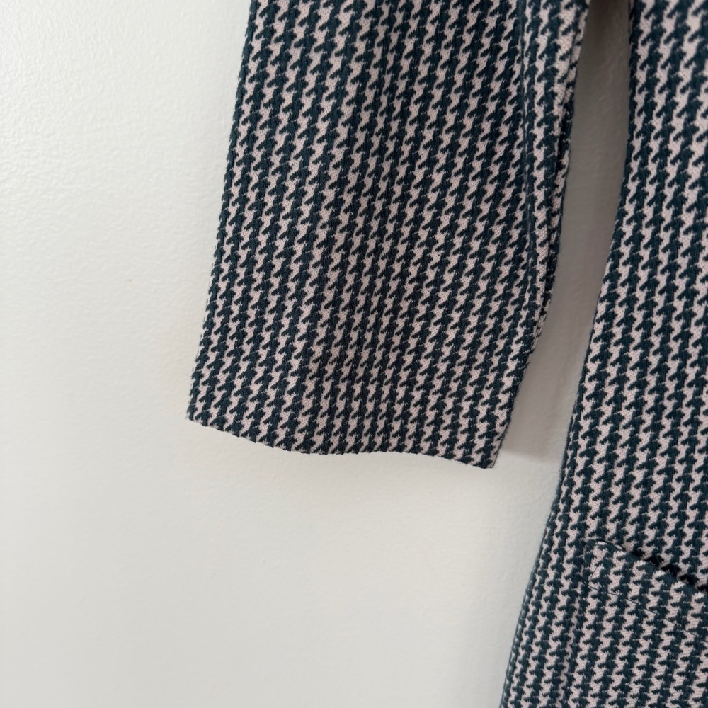 Boden Pink Green Houndstooth Jacquard Dress Pockets Career 3/4 SLV Cotton Knee 6 - Picture 8 of 16